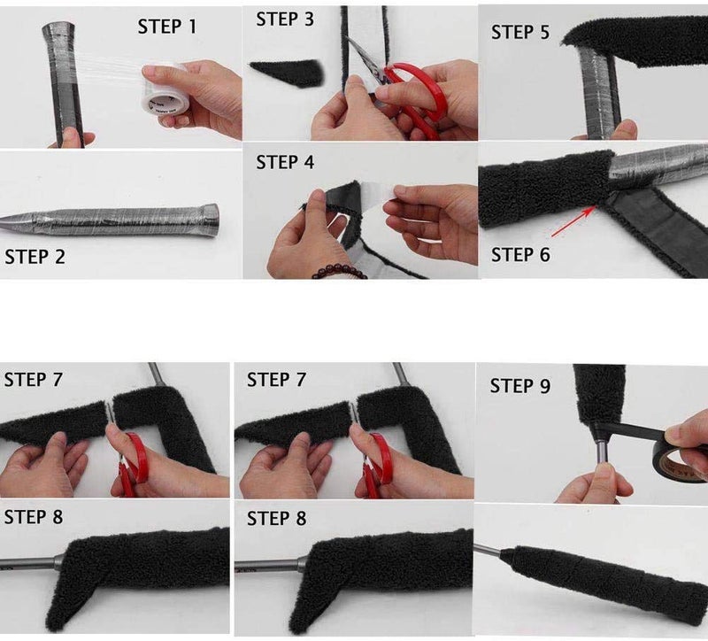 ITODA Badminton Tennis Racket Towel Hand Glue,Cotton Anti-Skid Sweat Tape Badminton Racket OverGrip Sweatband Tape Wraps (Black) - Image 4